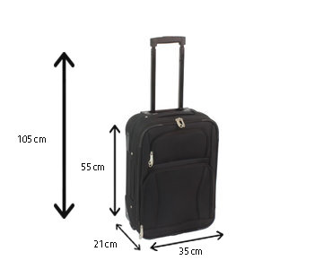 Handbagage koffer zacht stof zwart 55cm met 2 wielen