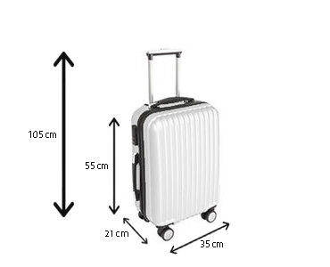 Handbagage koffer 55cm wit 4 wielen trolley met pin