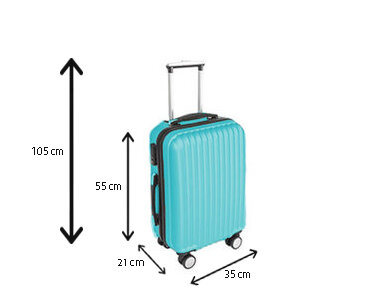 Handbagage koffer 55cm blauw 4 wielen trolley met pin