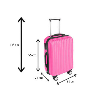 Handbagage koffer 55cm roze 4 wielen trolley met pin