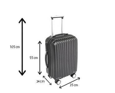 Handbagage koffer 55cm zwart 4 wielen trolley met pin