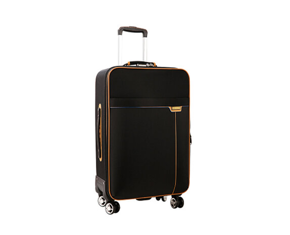 Handbagage Belly zwart koffer 55cm zacht 4 wielen trolley met pin