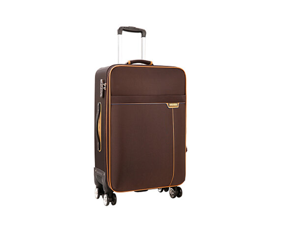 Handbagage Belly bruin koffer 55cm zacht 4 wielen trolley met pin