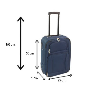 Handbagage koffer zacht stof donkerblauw 55cm met 2 wielen