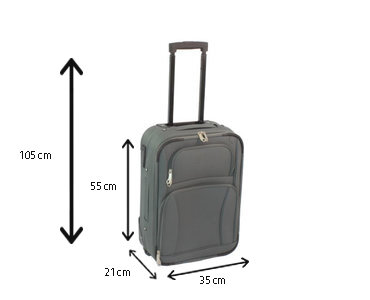 Handbagage koffer zacht stof grijs 55cm met 2 wielen