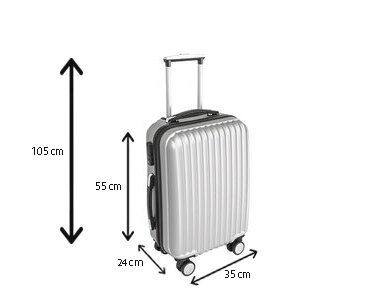 Handbagage koffer 55cm zilver 4 wielen trolley met pin slot